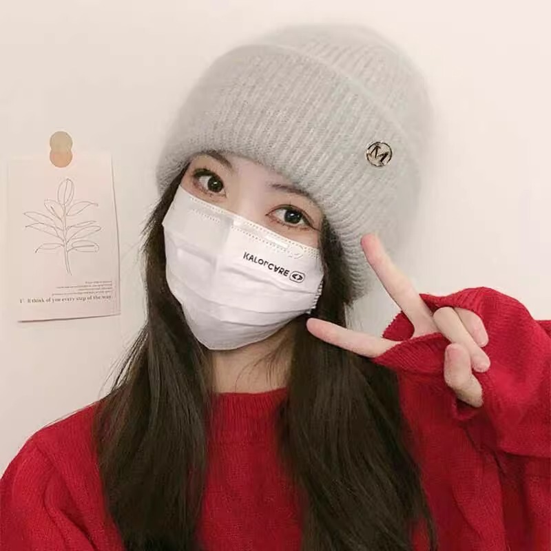 新款针织帽子女款韩版冬季加绒加厚保暖潮流时尚字母高级感毛线帽|undefined