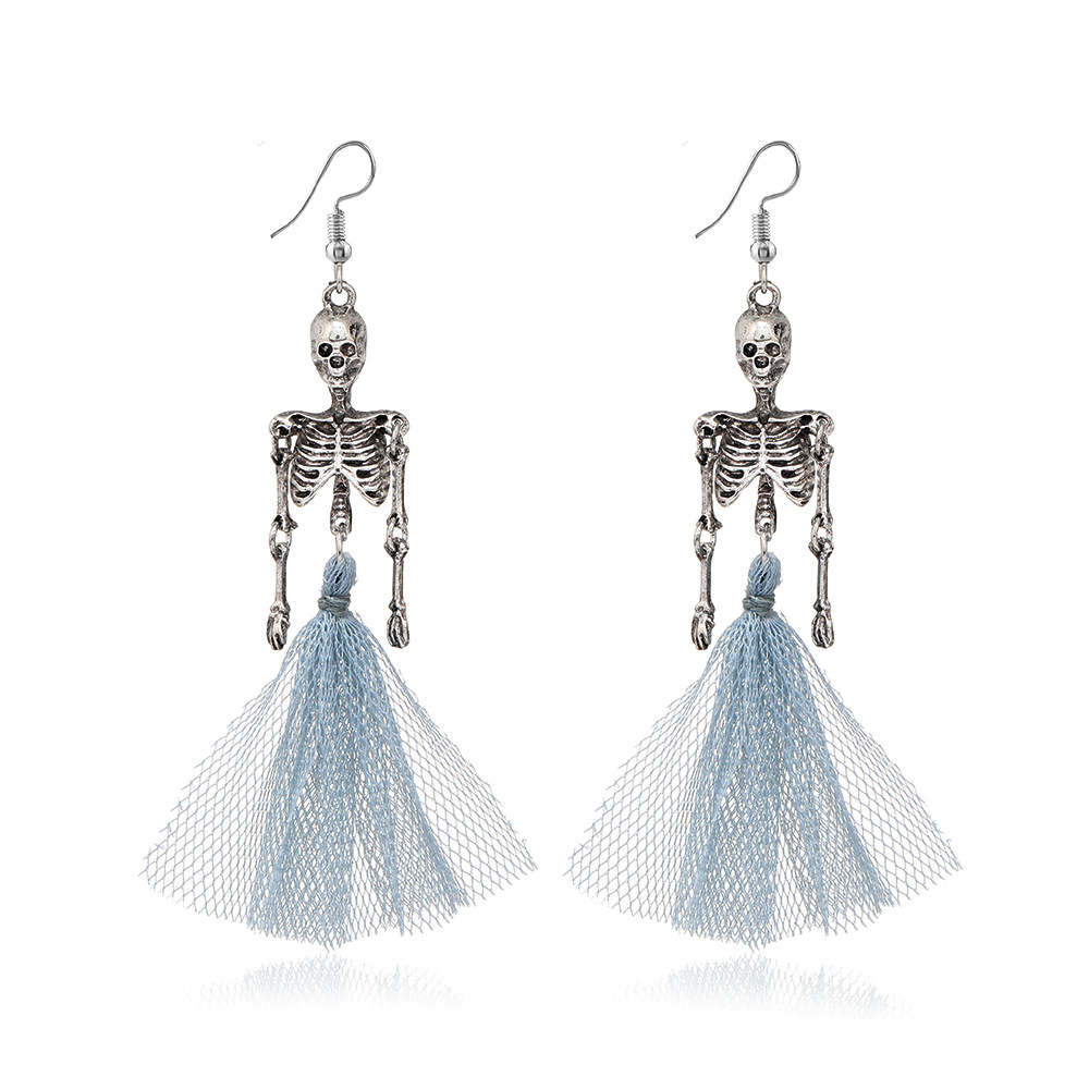 1 Pair Quantity Daily Occasion 1 Pair Halloween Retro Punk Skull Plating Alloy Drop Earrings