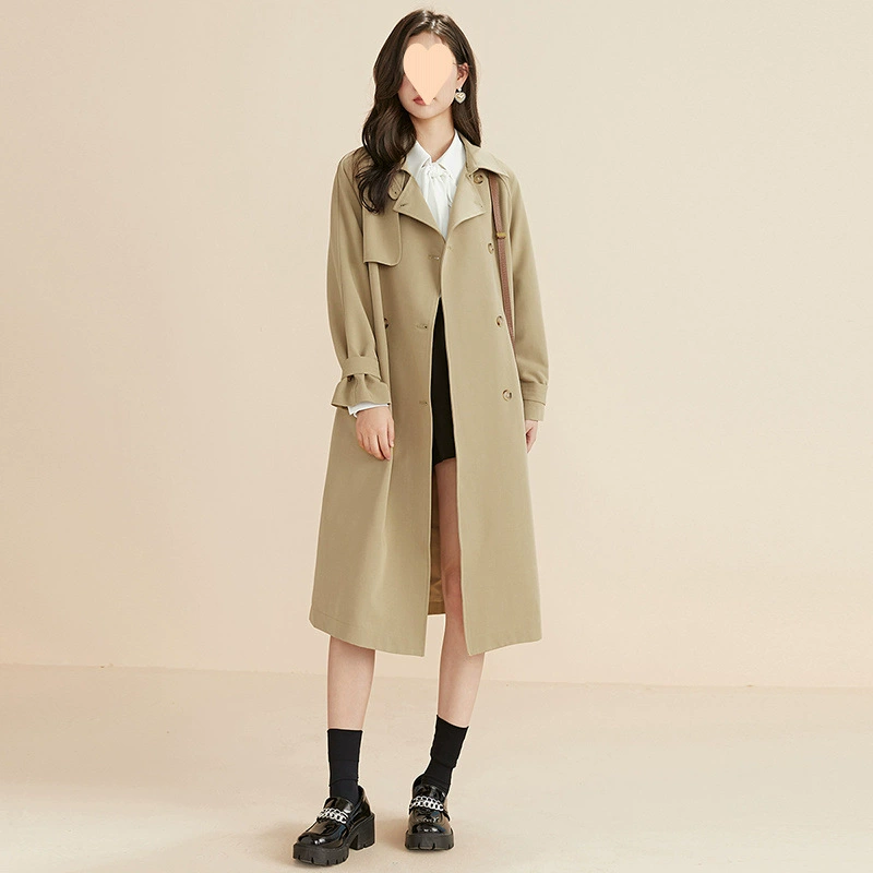 Trench coat, spring demi-season long jacket, Korean style, for teenagers, mid-length, western style