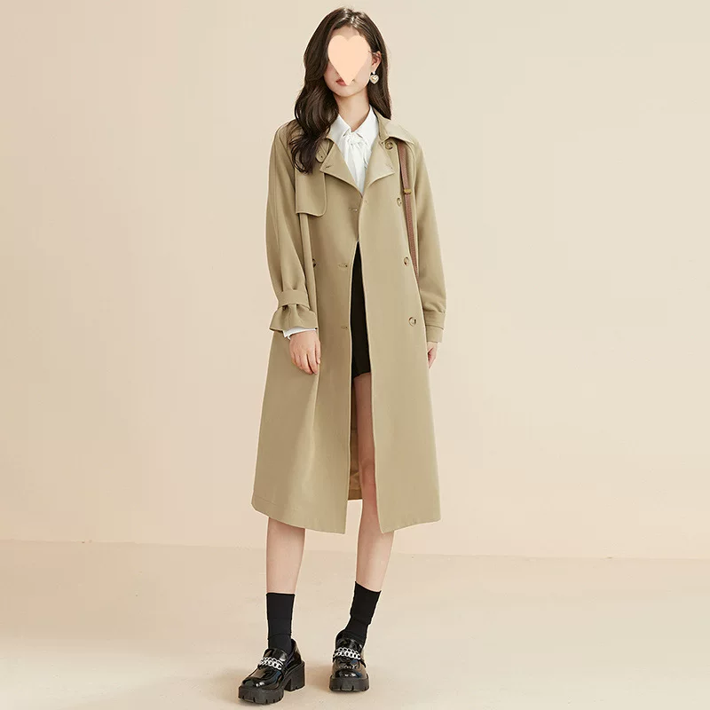 Trench coat, spring demi-season long jacket, Korean style, for teenagers, mid-length, western style