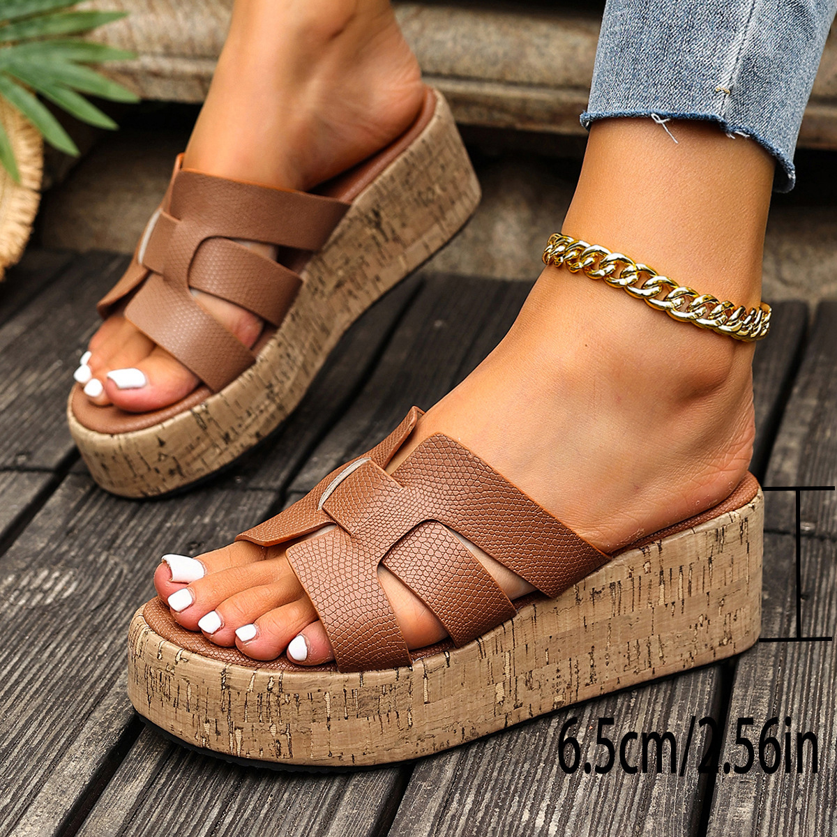 Summer Fashionable Versatile Platform Wedge Heel Sandals For Women, Suitable For Outdoor Wear, Trendy Slippers_vogvips.com