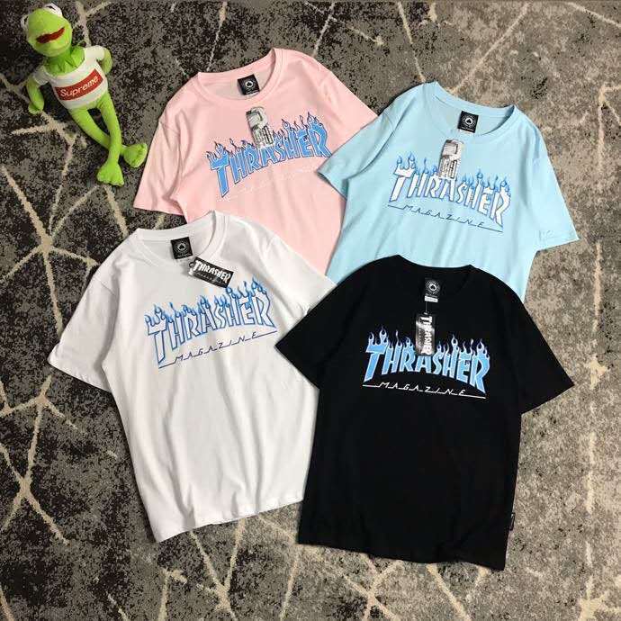 Spring Pullover Crewneck Loose Cotton THRASHER Flame Summer Ordinary Young Men and Women with Letter T-Shirt Spring Pullover Crewneck Loose Cotton THRASHER Flame Summer Ordinary Young Men and Women with Letter T-Shirt