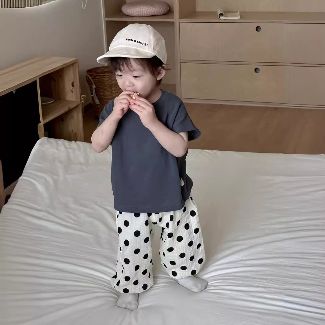 Children's Summer Clothes Baby's Short-sleeved T-shirt Anti-mosquito Pants Set Summer Korean Style Children's Wear Baby Anti-mosquito Pants Class A Thin