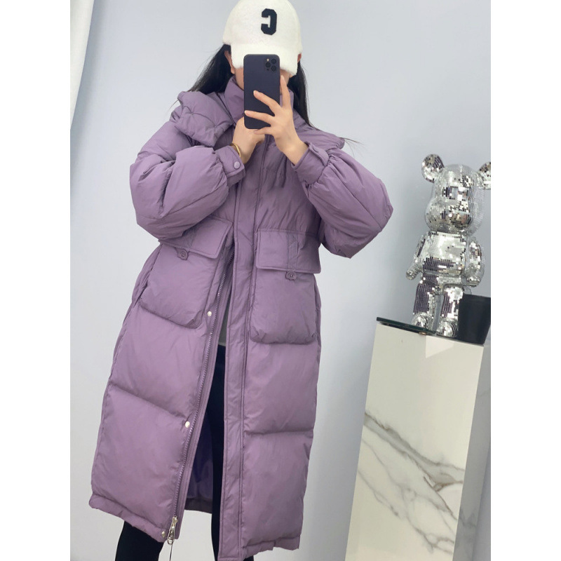 Long down jacket with hood