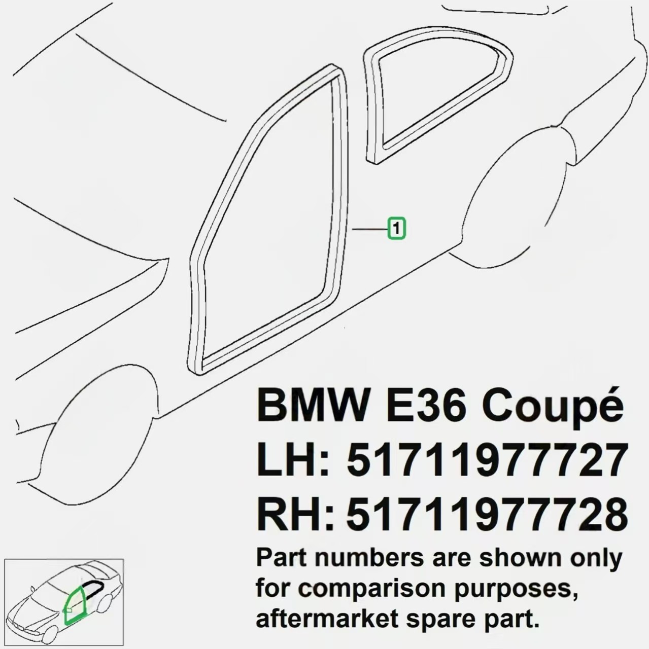 Suitable for Bmw E36 Coupe 2-Door Version Door Frame 51711977727 51711977728 Sealing Strip