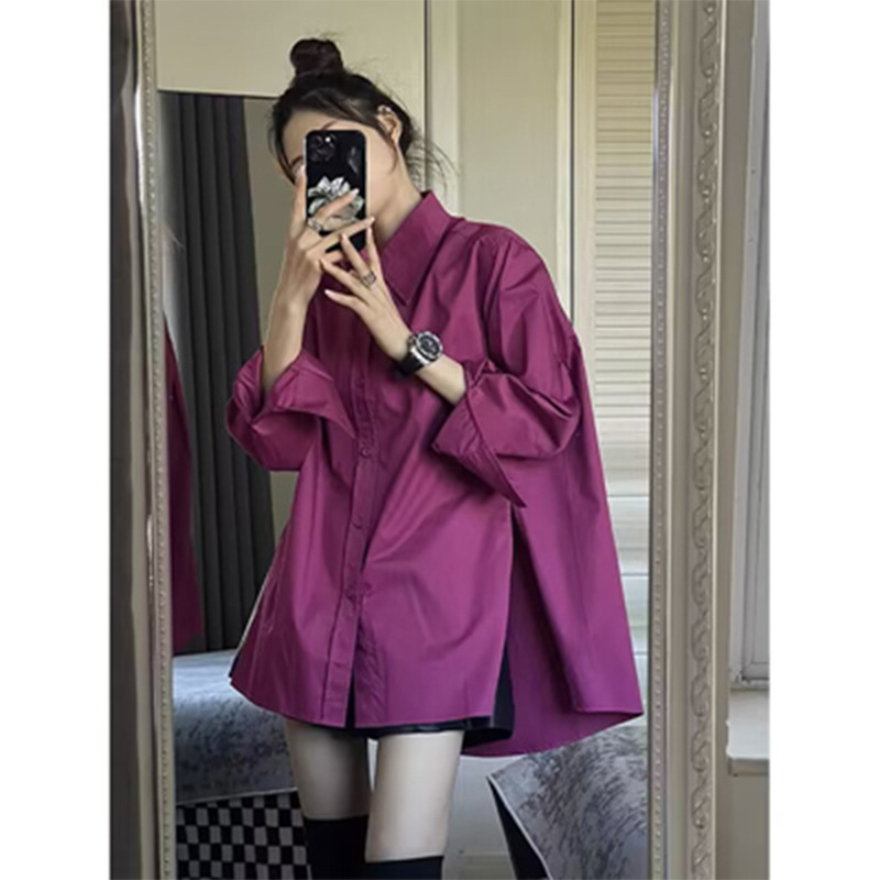 高級感の軽い豪華な赤いシャツの上着の女性デザイン感の小さい女性のタイプの独特なシックでゆったりした日焼け止めのコート|undefined