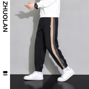 Fat Guy men's pants spring and autumn pants 2022 autumn skinny casual pants youth fashion all-matching plus size sweatpants
