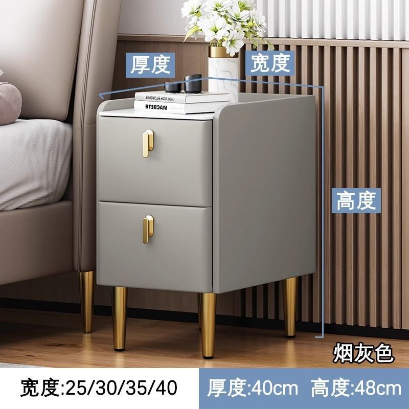 Pequeña mesa de cabecera de madera maciza lujosa cabecera de cabecera ultra estrecha armario de almacenamiento multicapa de 25cm armario de almacenamiento pequeño paquete completo