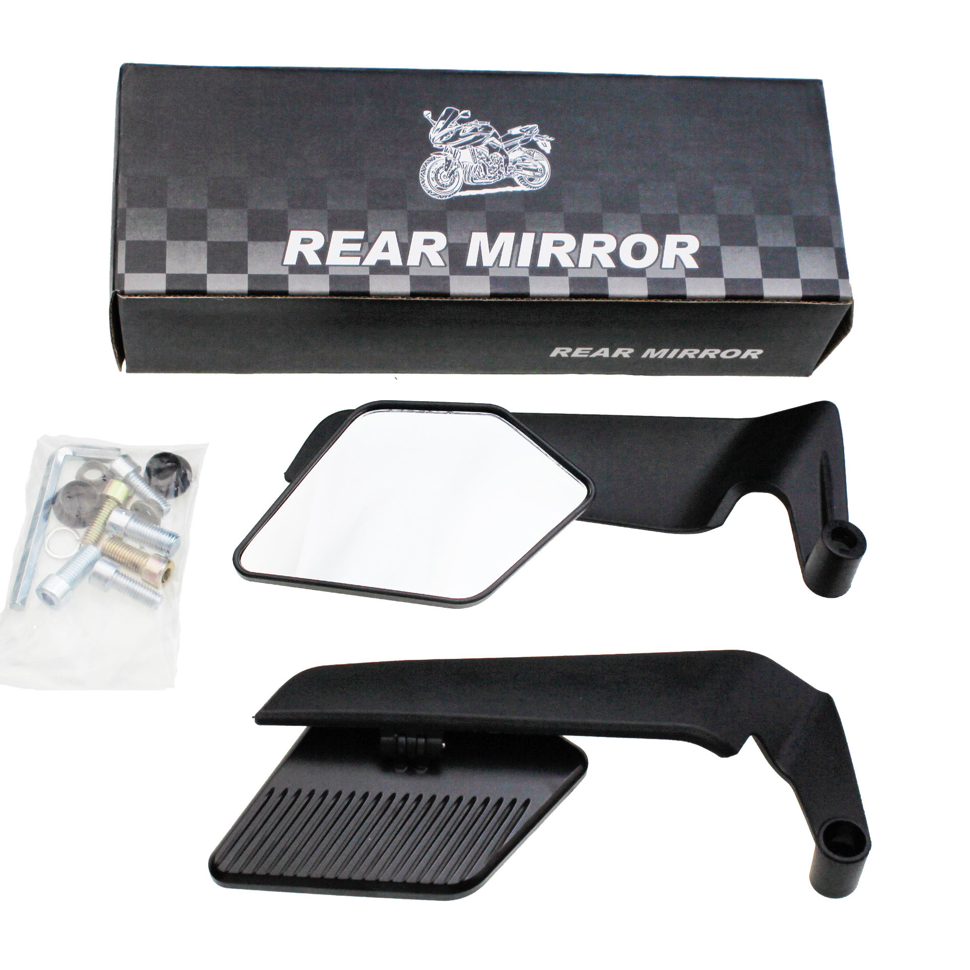 Blade-Shaped Wind-Resistant Diamond-Shaped Rearview Mirror Suitable for Niu Jikou Universal Motorcycles, Plastic Folding Mirror