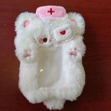 新毛绒可爱护士卡套校园饭卡保护套韩国小卡追星爱豆照片展示挂件