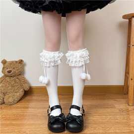 肥熊 昭和娃娃 日系少女doll感蕾丝蛋糕蝴蝶结lolita棉小腿过膝袜