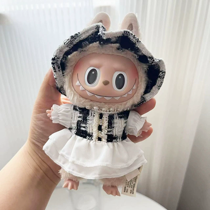 Только одежда] 17см подвеска с слепым ящиком Labubu одежда Labubu кукла детская одежда конус надевания комбинезоны милый и милый