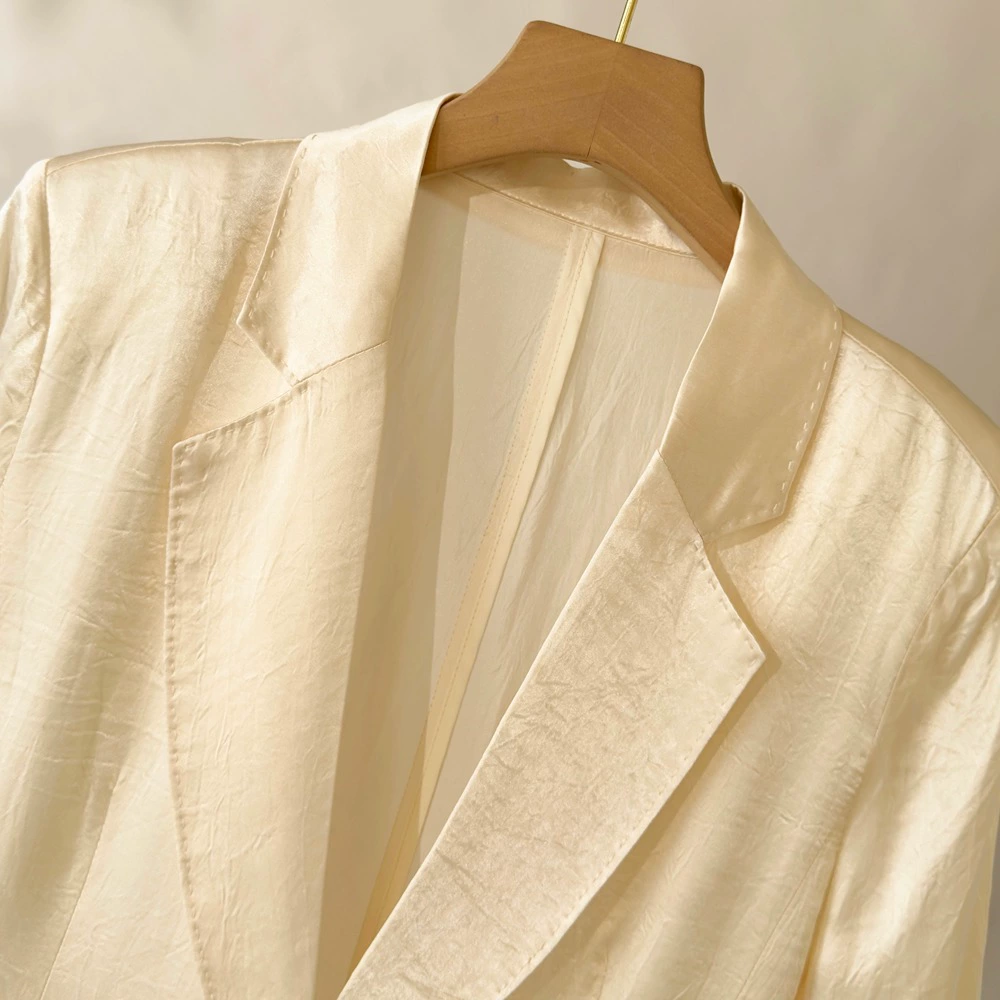 Summer Thin Classic Suit Jacket in Off White, Light Blue, Black - High-Quality Style