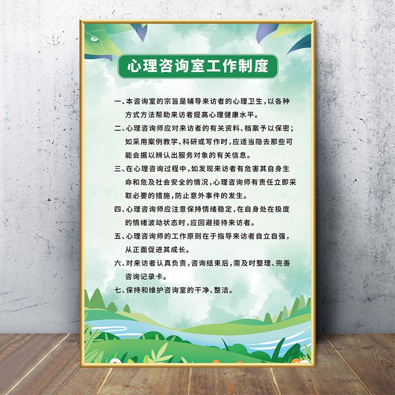Psychological Consultation Room Wall Chart Layout Psychological Counseling Wall Painting Sand Table Room Management System Motto Cultural Decoration Poster