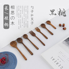 日本式の長柄のアカシアの木のスプーンのフォークの食器の家庭用子供の実木のスプーンのスプーンのスプーンのフォークのスープ