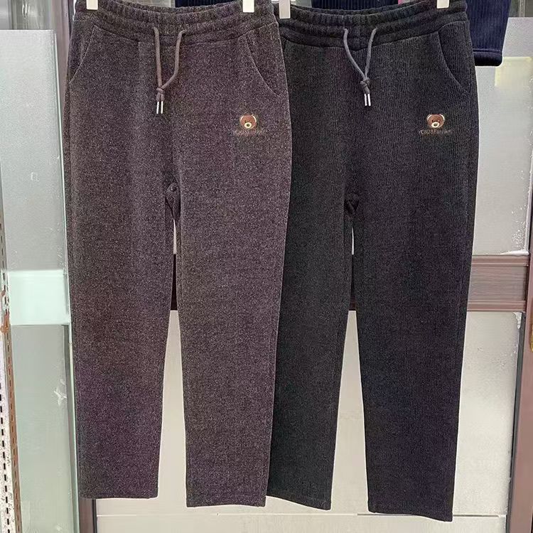 厂家批发金貂绒小脚裤黑色高端女裤秋冬加绒裤子女休闲裤中老年裤