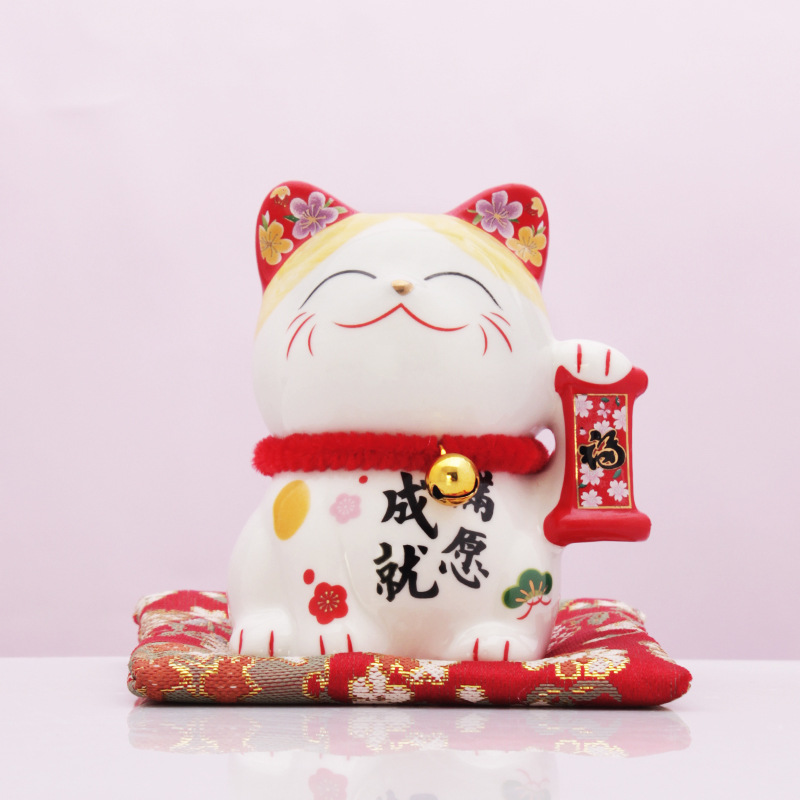 Estilo japonés lingote de oro gato de la suerte pequeña decoración de cerámica regalo de apertura cajero casa entrada sala de estar decoración de escritorio image 7