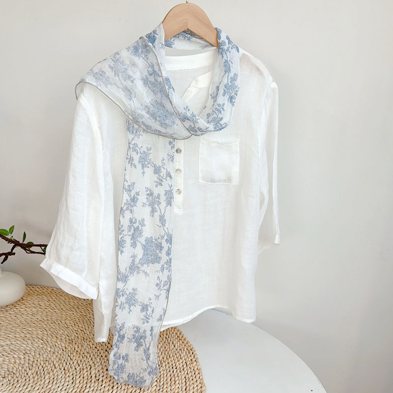 린넨 블루 플라워 15*205cm