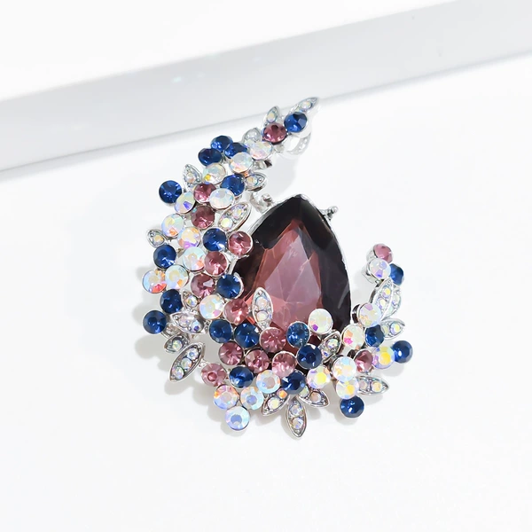 White K purple crystal brooch