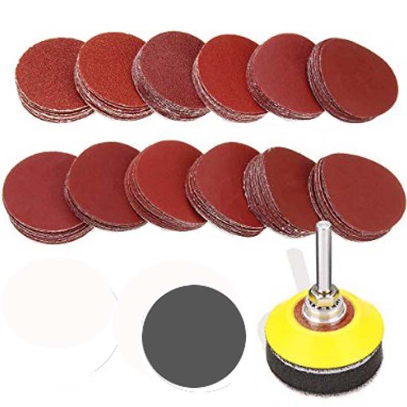 Cross-Border 2 pulgadas 303 piezas traje de arena roja flocado traje de papel de lija 50mm disco de arena autoadhesiva hoja de siesta