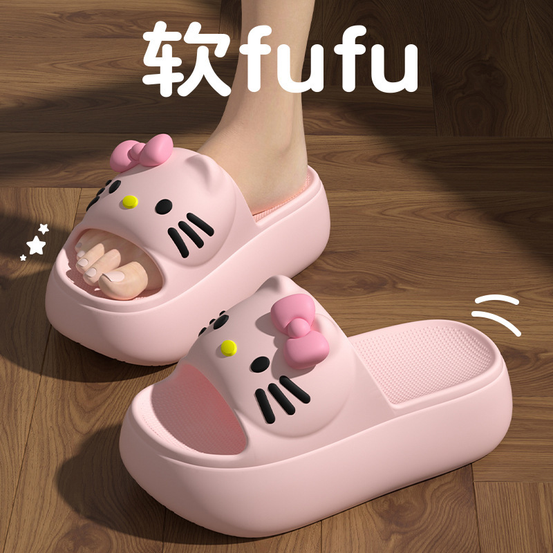 Thick-Soled Slippers for Women 2026 New Popular Summer Outdoor Wear Cute Cat Indoor Home Bathroom Non-Slip Slippers Thick-Soled Slippers for Women 2026 New Popular Summer Outdoor Wear Cute Cat Indoor Home Bathroom Non-Slip Slippers
