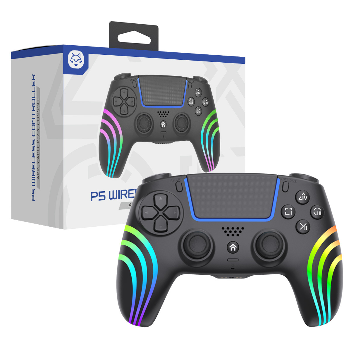 [Source Factory] Ps5 Bluetooth Controller Hall Trigger Rgb Lighting Six-Axis Motion Sensing Vibration Built-In Microphone