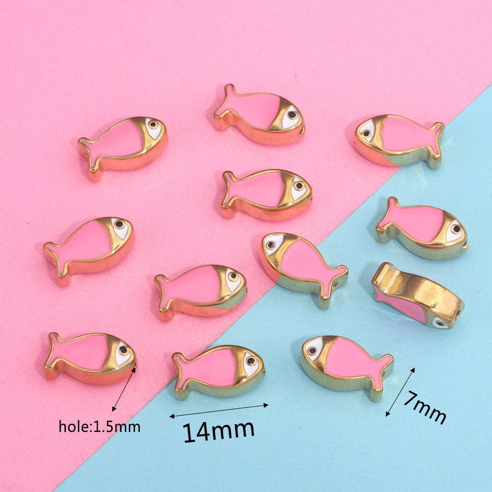 Ojo del diablo cuentas de acero inoxidable de doble cara gota de esmalte aceite ojos pequeños peces perlas espaciador perlas sueltas joyas DIY