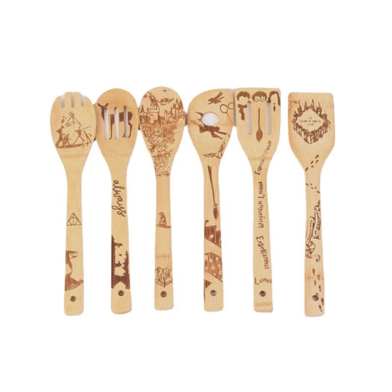 Japanese bamboo shovel spoon set wholesale bamboo shovel non-stick pan special paint-free 6-piece set spatula logo spoon wholesale