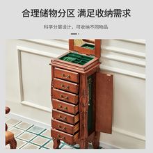 美式储物柜收纳柜欧式实木雕花卧房首饰柜带抽屉斗柜复古奢华绢花