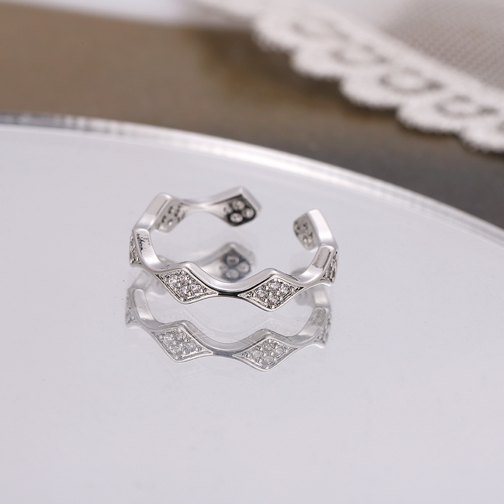 Plating Design Simple Style Style Simple Style Geometric Copper Plating Rhinestones Open Ring