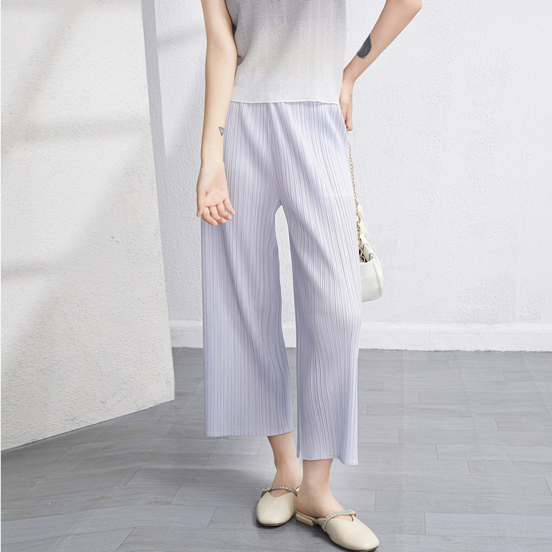 Original Miyake Brand Fabric Spring and Summer Pleated Multi-Color High-End Straight High-Waisted Wide-Leg Pants Loose Slimming Look Pants