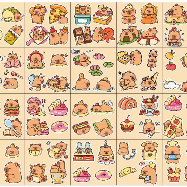 Pegatinas de cuentas de Kapibala Pegatinas de pet de carpincho de dibujos animados Pegatinas de bricolaje para estudiantes Taza de agua impermeable Pegatinas de la carcasa del teléfono