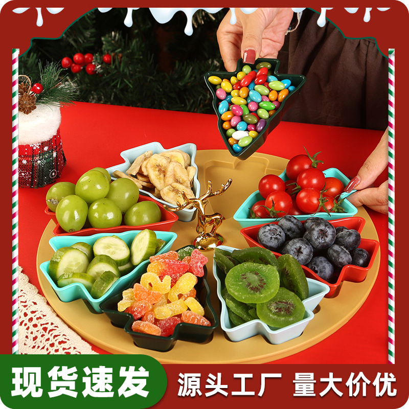 Colorful Split Christmas Tree Dried Fruit Plate Restaurant Home Creative Snack Snack Fruit Plate with Tray Colorful Split Christmas Tree Dried Fruit Plate Restaurant Home Creative Snack Snack Fruit Plate with Tray