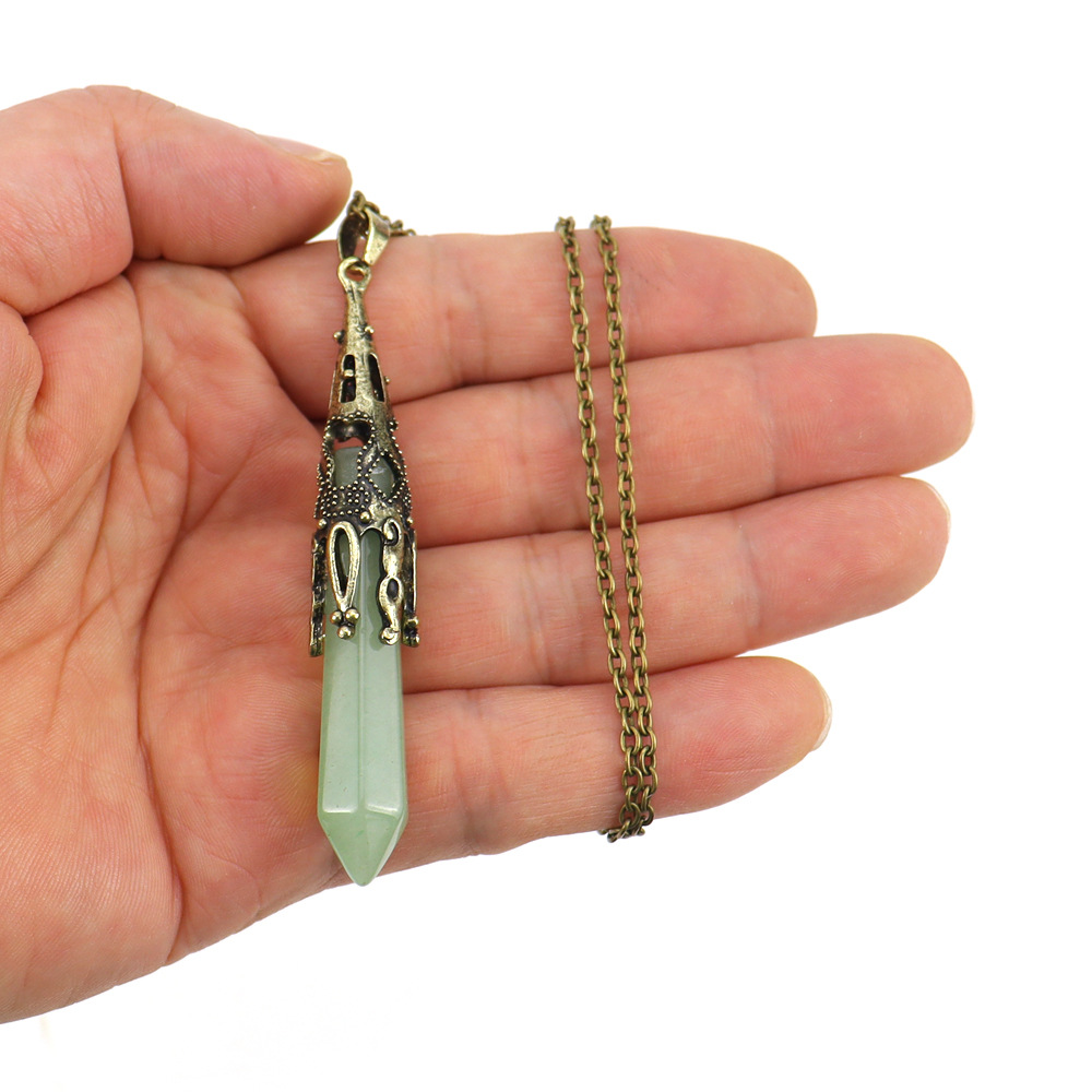 Simple Style Hexagonal Prism Agate Pendant Necklace 1 Piece