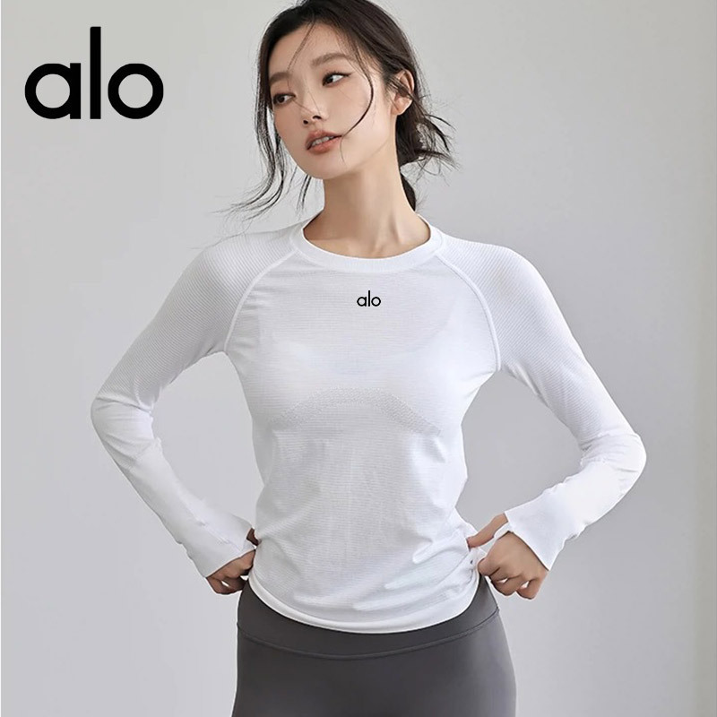 Pnalo Sports Yoga Clothing for Women in Autumn and Winter Quick-Drying Running Fitness Long-Sleeved T-Shirt Round Neck Versatile Track and Field Training Clothing