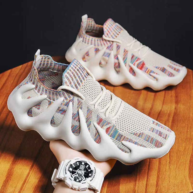 Flyknit Coconut Shoes for Women 2025 Summer New Octopus Casual Sports Shoes Sock Shoes Breathable Soft Sole Dad Shoes