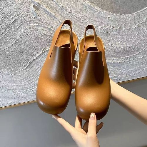 Collarbone open-toe summer sandals for women, new casual and fashionable flat sandals, single color, thick sole women's sandals