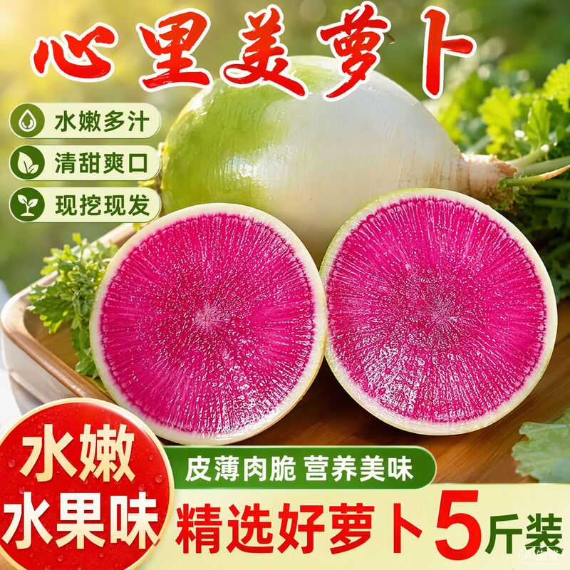 Fruit Radish, Beautiful Radish, Fruit-Shaped Fresh Carrot, Eaten Raw, Sweet and Crispy, Sandy Red and Green Radish, Free Shipping Fruit Radish, Beautiful Radish, Fruit-Shaped Fresh Carrot, Eaten Raw, Sweet and Crispy, Sandy Red and Green Radish, Free Shipping