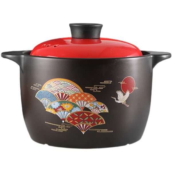 中国风砂锅煲汤家用明火干烧耐高温陶瓷煲炖锅酒店用大容量8L沙锅