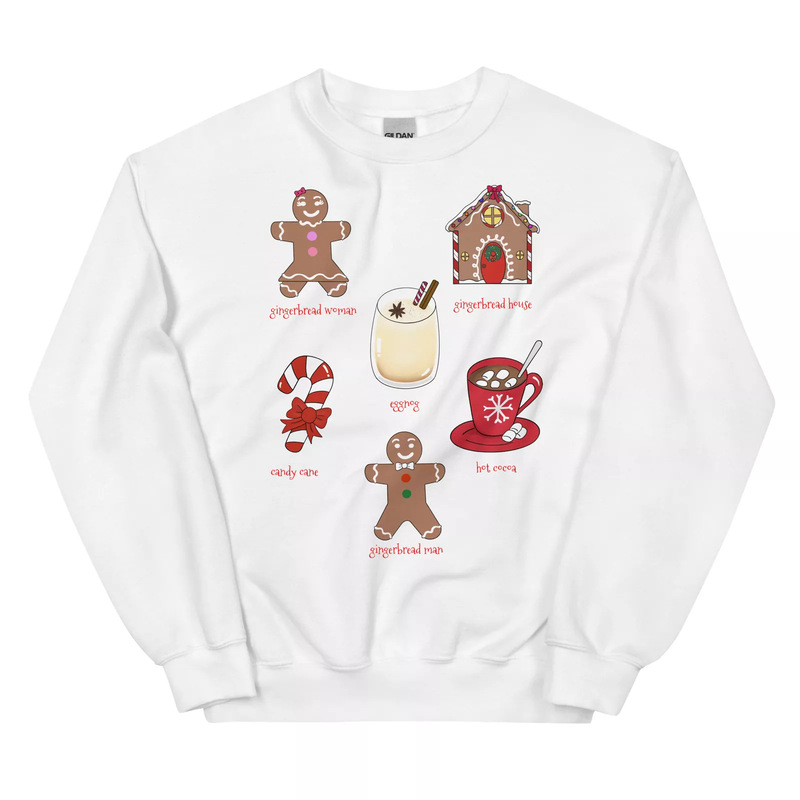 "Holiday Sweet Treats" Illustration Graphic Christmas Dessert Sweatshirt eBay Autumn and Winter