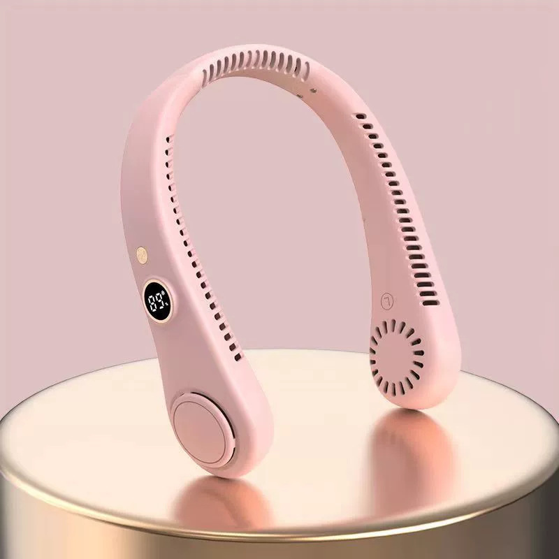 ネット赤携帯首ファンUSB充電怠け者屋外静音タービン首首無葉ミニ小風|undefined