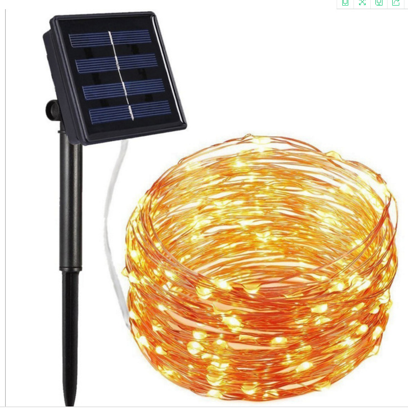FUENTE Fábrica 100 M Cadena de luz de color LED de alambre de cobre solar Cadena de luz al aire libre impermeable color luz de vacaciones tira de luz decorativa