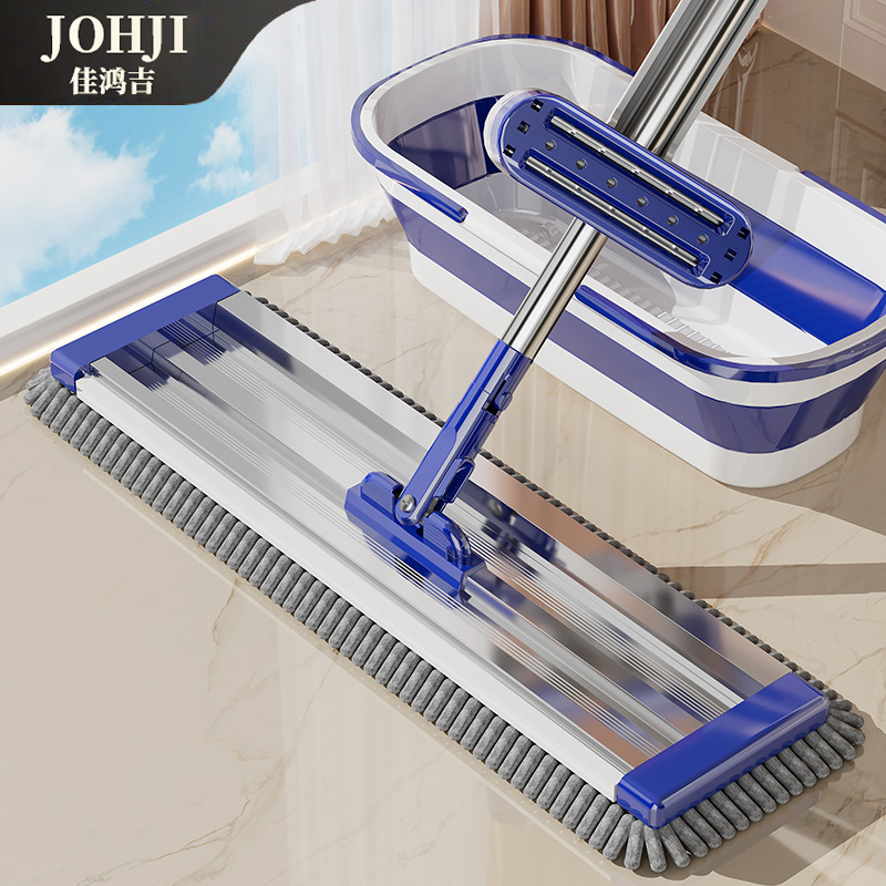 2025 New Aluminum Alloy Hand-Free Mop Household Lazy Panel Labor-Saving Mop and Scraper Integrated Flat Mop