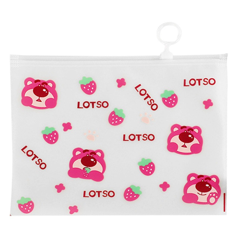 Oso fresa bolsa de almacenamiento máscara cosméticos impermeable sellado bolsa de almacenamiento temporal perro oreja grande lindo dibujos animados estrella Delu lápiz caso