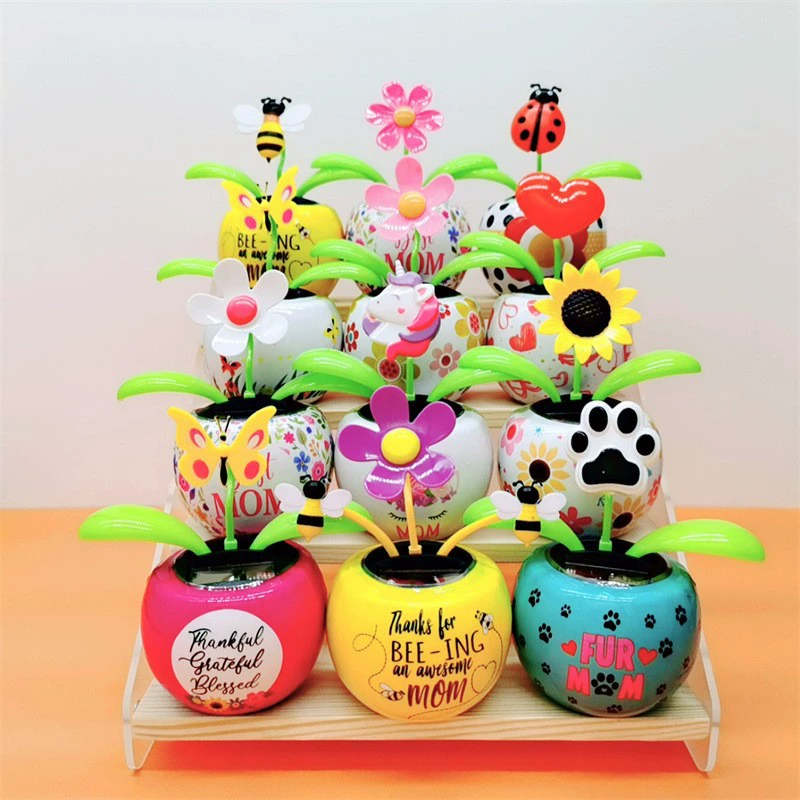 Наклейка на автомобиль в виде качающегося подсолнуха, интеллектуальный датчик энергии, креативный дизайн, украшение для салона автомобиля, автомобильные аксессуары