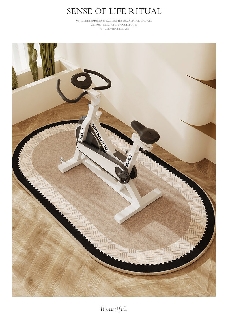 American retro style exercise bike floor mat, soundproof, non-slip, elliptical shock-absorbing carpet, home treadmill silent fitness mat