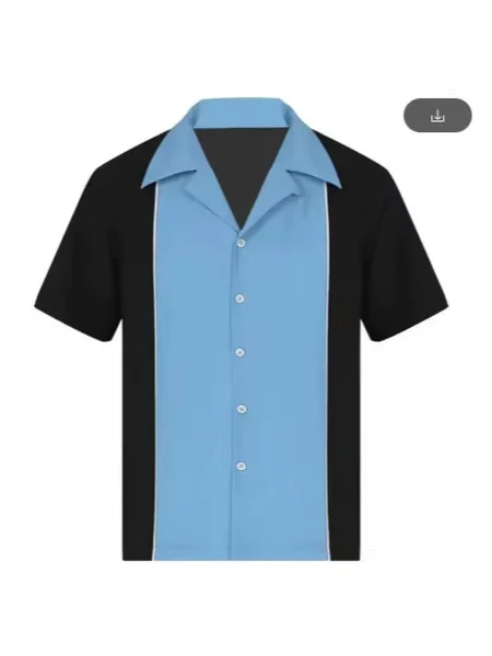 2025 Summer New Men's Bowling Shirt Retro Short-Sleeve Button-Down Shirt Casual Multi-Color Striped Shirt