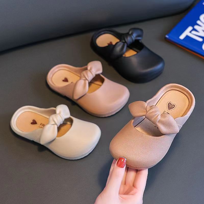 Children's Cute Shoes Girls' Summer Outer Wear Home Bow Parent-Child Flat Soft Bottom Girl Princess Sandals
