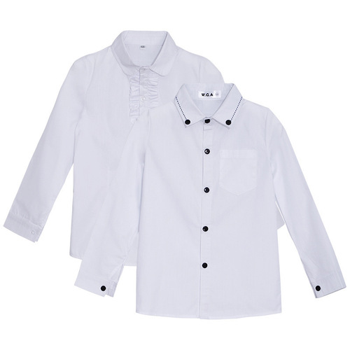 Student Long-Sleeve Shirt for Children, Fleece-Enhanced Black and White Striped Shirts—Spring and Autumn Style, Factory Direct