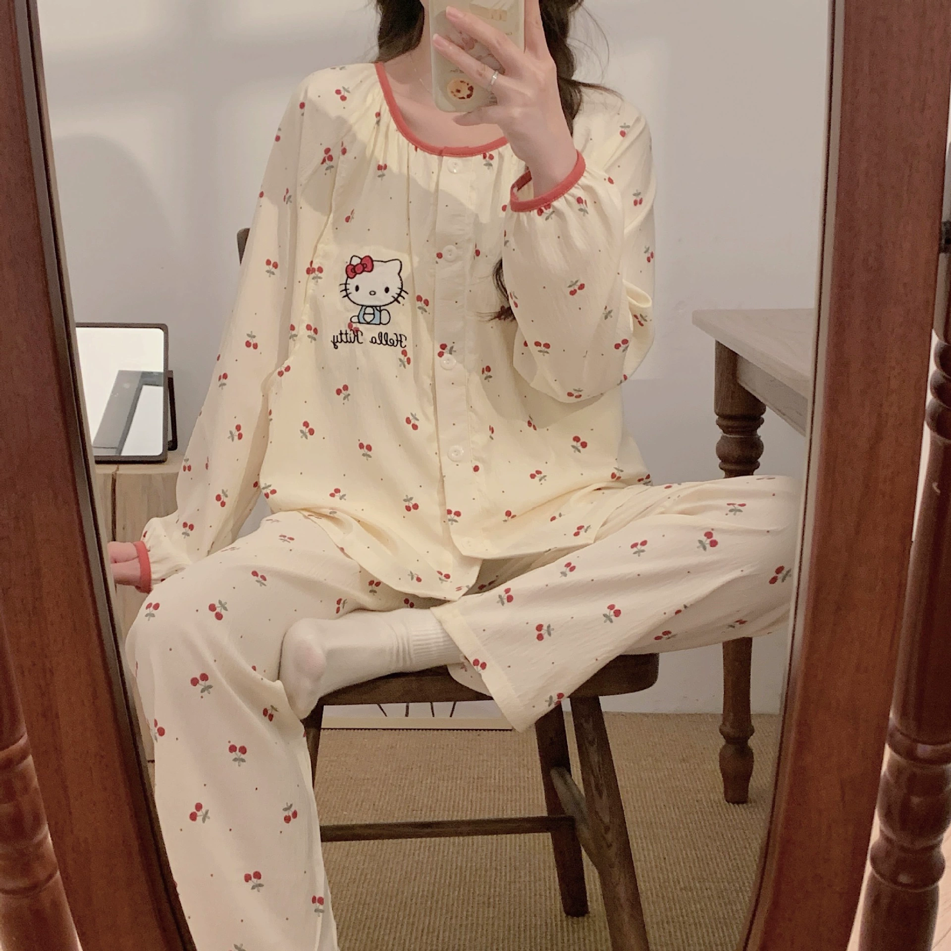 Летние хлопковые пижамы для беременных с подушечками для груди, послеродовая одежда для беременных, свободная плотная домашняя одежда, тонкая секция